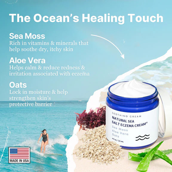 Natural Soothing Cream - Sea Moss Colloidal Oats - for Eczema Psoriasis Prone Skin - Minerals from The Sea - for Sensitive Skin - Hydrating Eczema Cream for Dry Skin